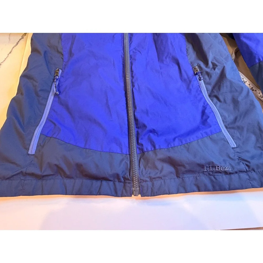 LL Bean Kids XL 18 Discovery Rain Jacket Blue Colorblock Hooded Shell 295451